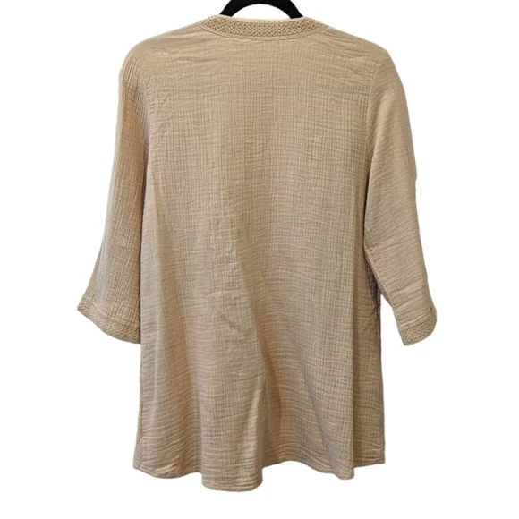Soft Surroundings Renata Gauze Open Front Lightweight Topper in "Safari" (S) - Picture 8 of 8